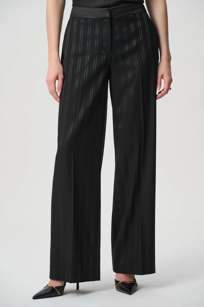Joseph Ribkoff Self Stripe Wide Leg Trousers Black