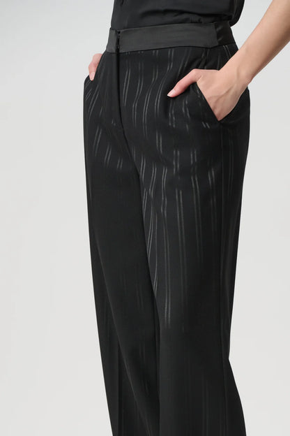 Joseph Ribkoff Self Stripe Wide Leg Trousers Black