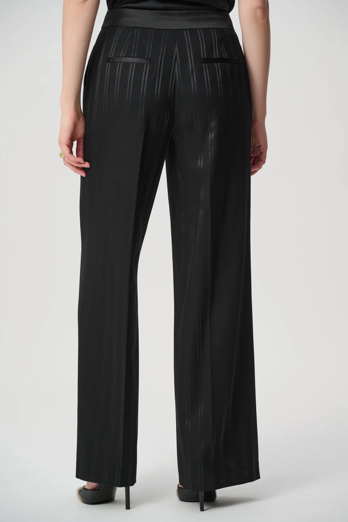 Joseph Ribkoff Self Stripe Wide Leg Trousers Black