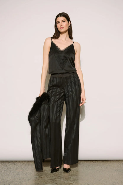 Joseph Ribkoff Self Stripe Wide Leg Trousers Black