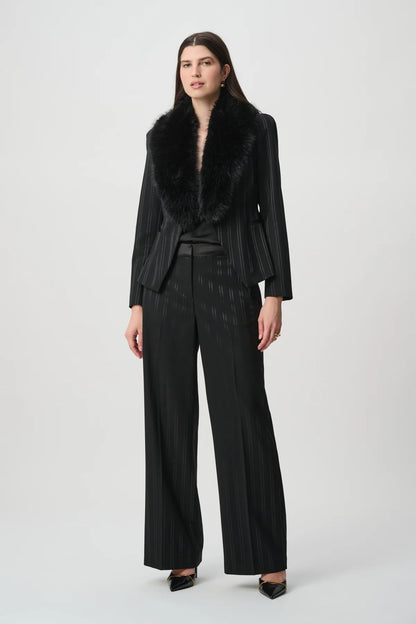 Joseph Ribkoff Faux-Fur Collar Blazer Black