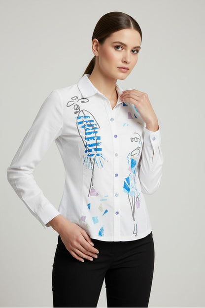 Dolcezza White Print Blouse 26673