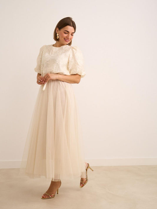 Kayla Cream Mesh Skirt