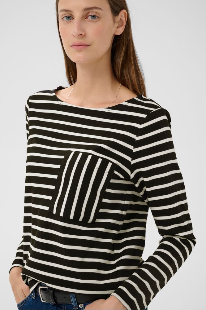 InWear DellaIW T-shirt Black / Whisper White Stripe