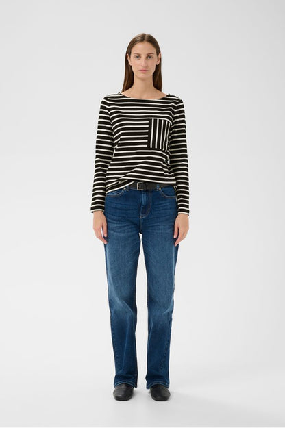 InWear DellaIW T-shirt Black / Whisper White Stripe