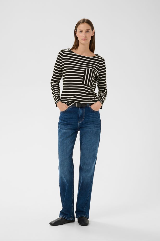 InWear DellaIW T-shirt Black / Whisper White Stripe