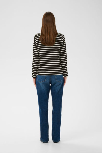 InWear DellaIW T-shirt Black / Whisper White Stripe