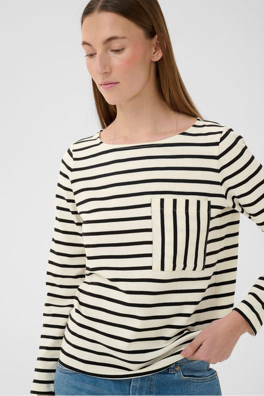 InWear DellaIW T-shirt Whisper White / Black Stripe