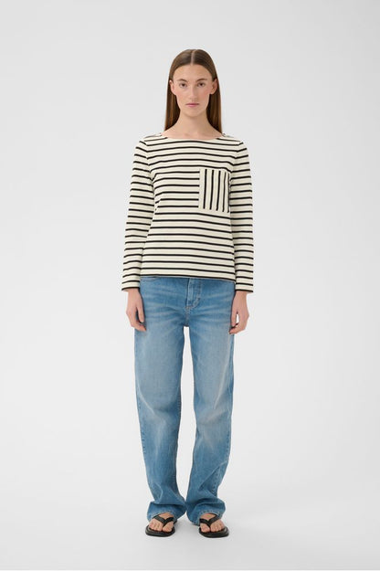 InWear DellaIW T-shirt Whisper White / Black Stripe