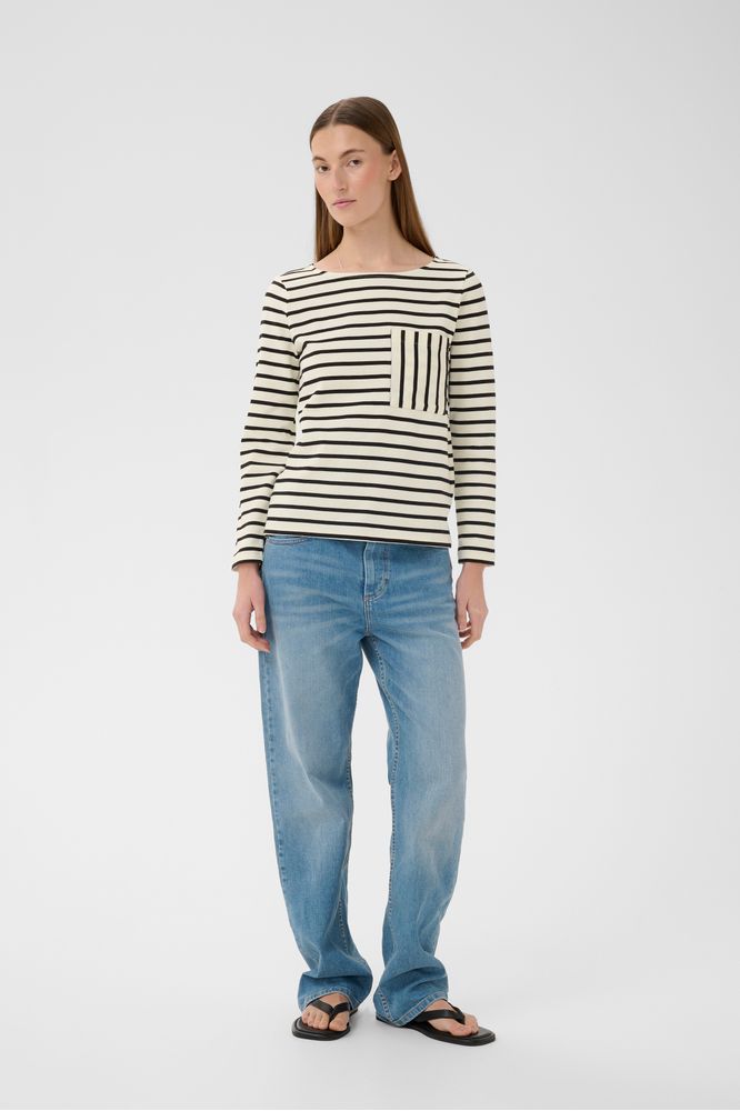 InWear DellaIW T-shirt Whisper White / Black Stripe