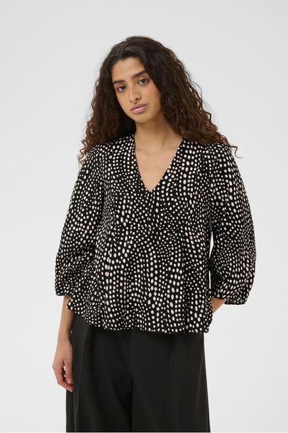 InWear Liberty V-Neck Blouse Black Dot