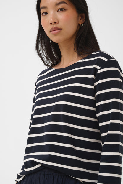 Part Two Nela Top Navy / Eggnog Stripe
