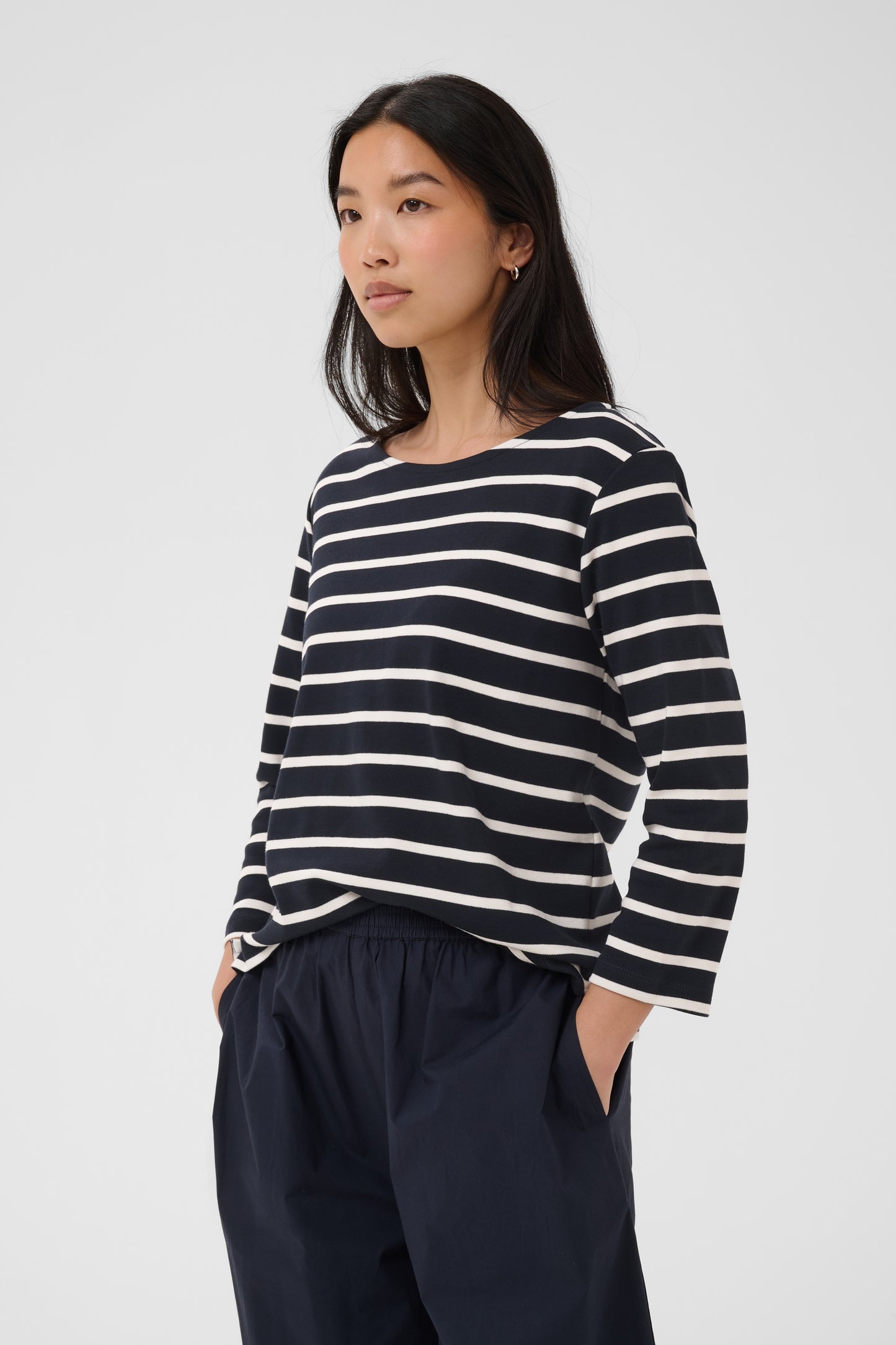 Part Two Nela Top Navy / Eggnog Stripe