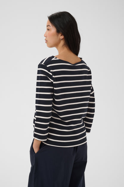 Part Two Nela Top Navy / Eggnog Stripe