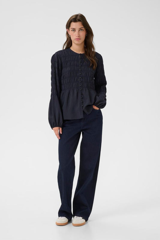 Part Two Dark Navy Siffe Blouse