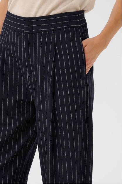 Part Two Navy Pinstripe Solbritt Trousers