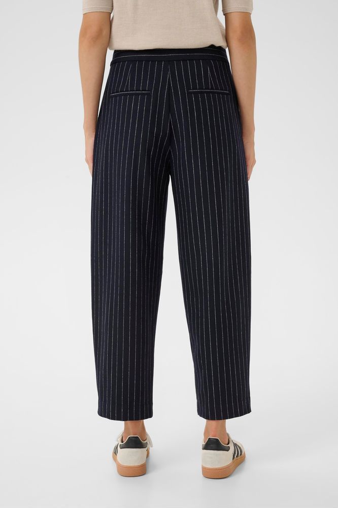 Part Two Navy Pinstripe Solbritt Trousers