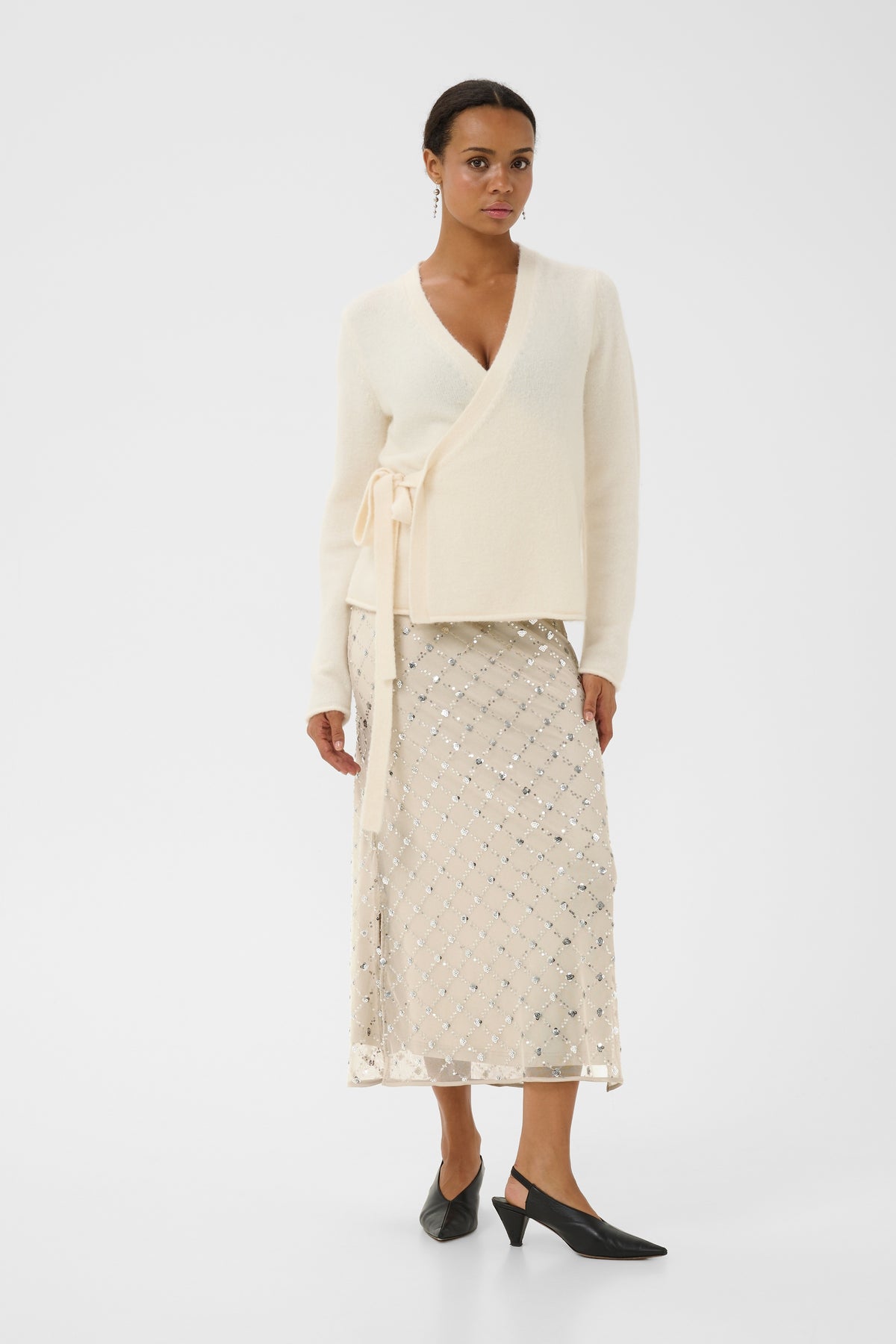 Part Two Vivika Skirt Grey Metallic