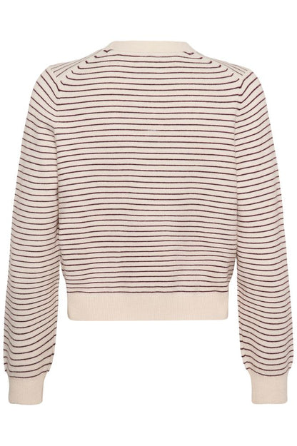 Part Two AnessaPW Cardigan Fig Stripe
