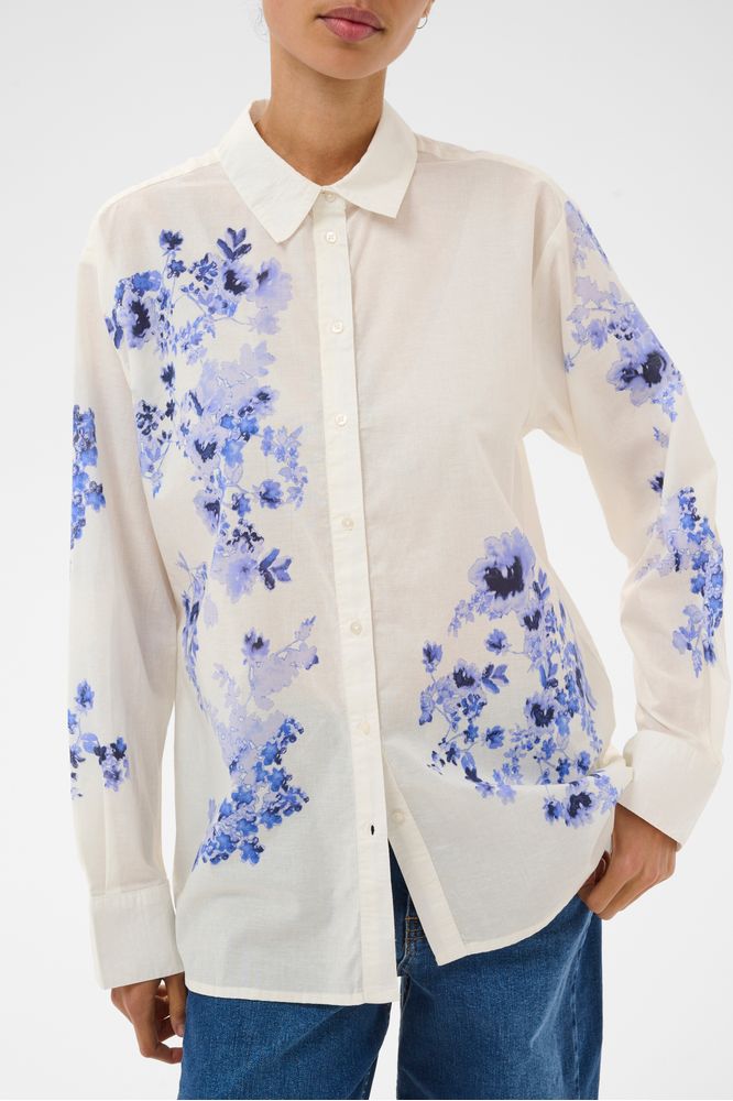 Part Two AleiaPW Shirt Blue Shadow Flower Print