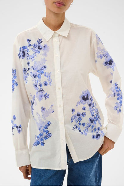 Part Two AleiaPW Shirt Blue Shadow Flower Print