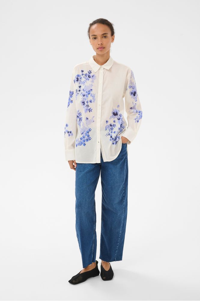 Part Two AleiaPW Shirt Blue Shadow Flower Print