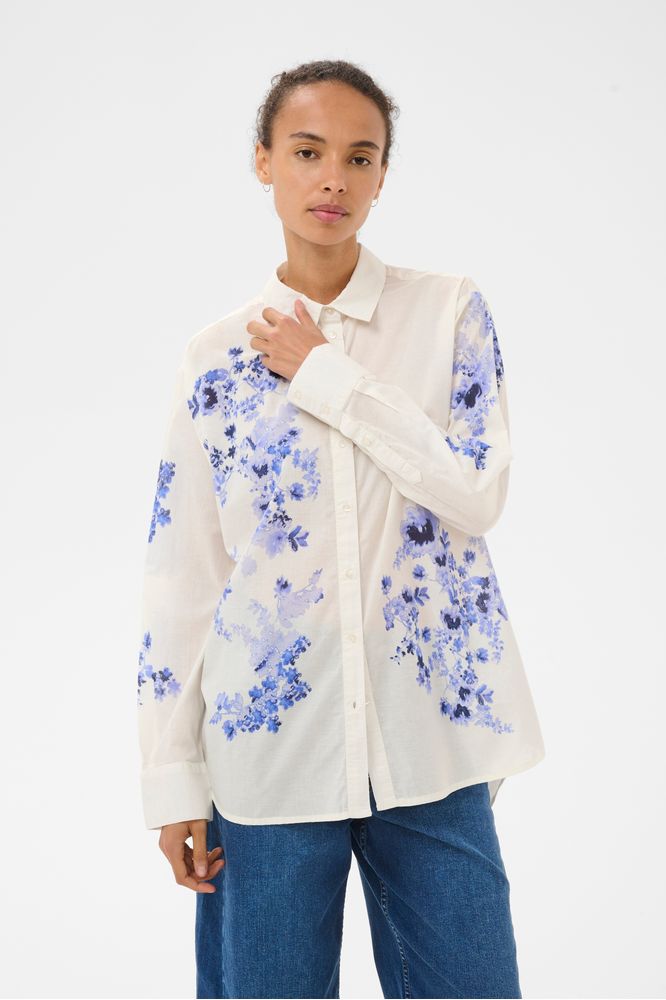 Part Two AleiaPW Shirt Blue Shadow Flower Print