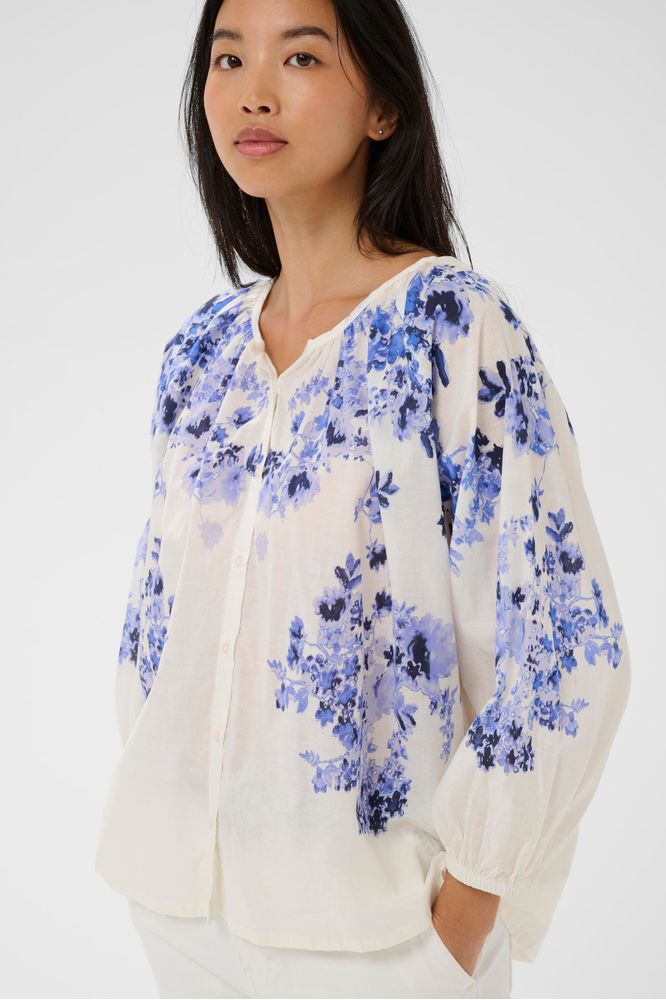Part Two AlexiPW Blouse Blue Shadow Flower Print