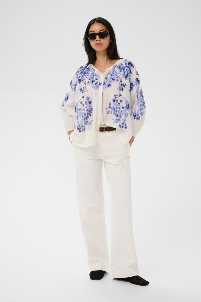 Part Two AlexiPW Blouse Blue Shadow Flower Print