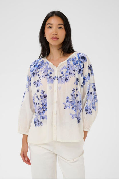 Part Two AlexiPW Blouse Blue Shadow Flower Print