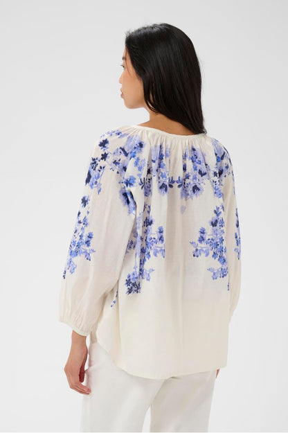 Part Two AlexiPW Blouse Blue Shadow Flower Print