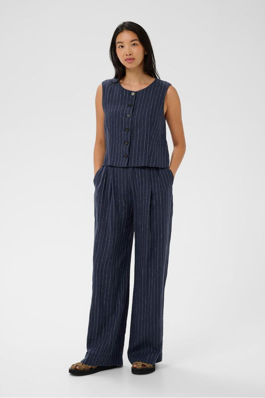 Part Two AliyaPW Trousers Blue Nights Pinstripe
