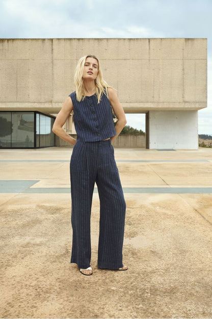 Part Two AliyaPW Trousers Blue Nights Pinstripe