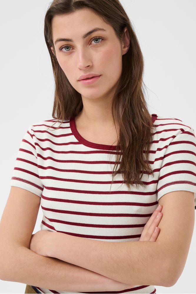 Part Two RochellePW T-shirt Burnt Russet Stripe