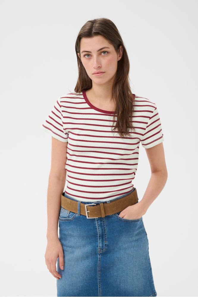 Part Two RochellePW T-shirt Burnt Russet Stripe
