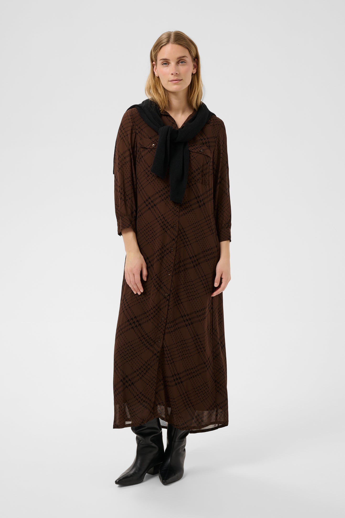 Part Two Cathie Dress Brown Check