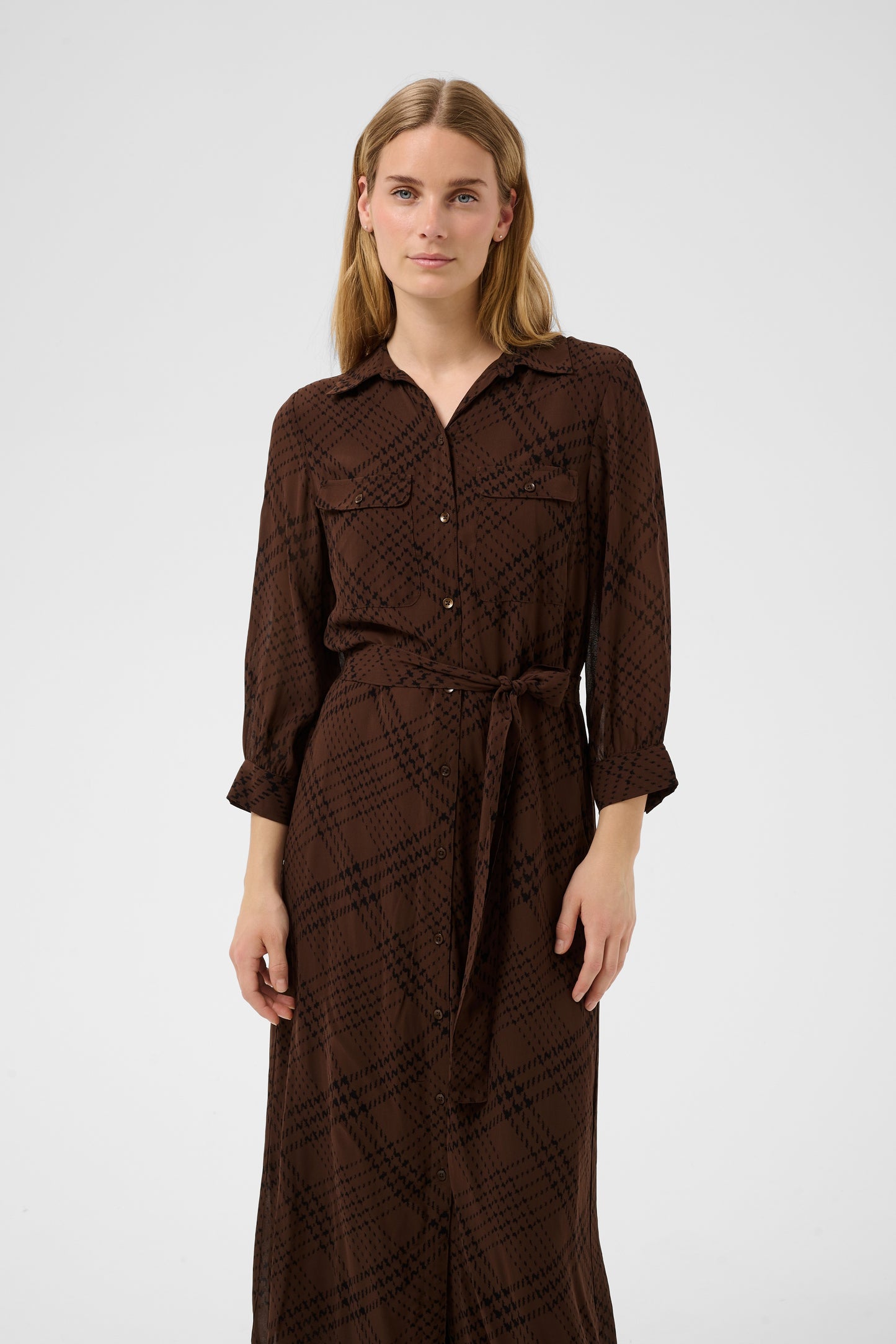 Part Two Cathie Dress Brown Check