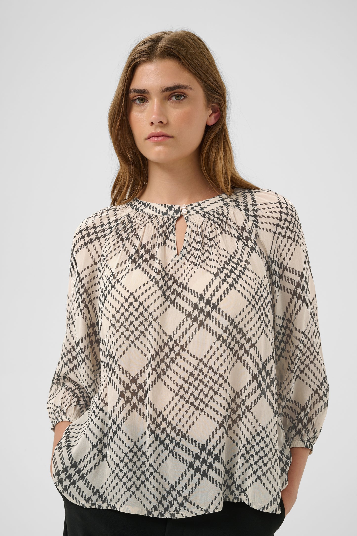 Part Two Catin Blouse Black Check