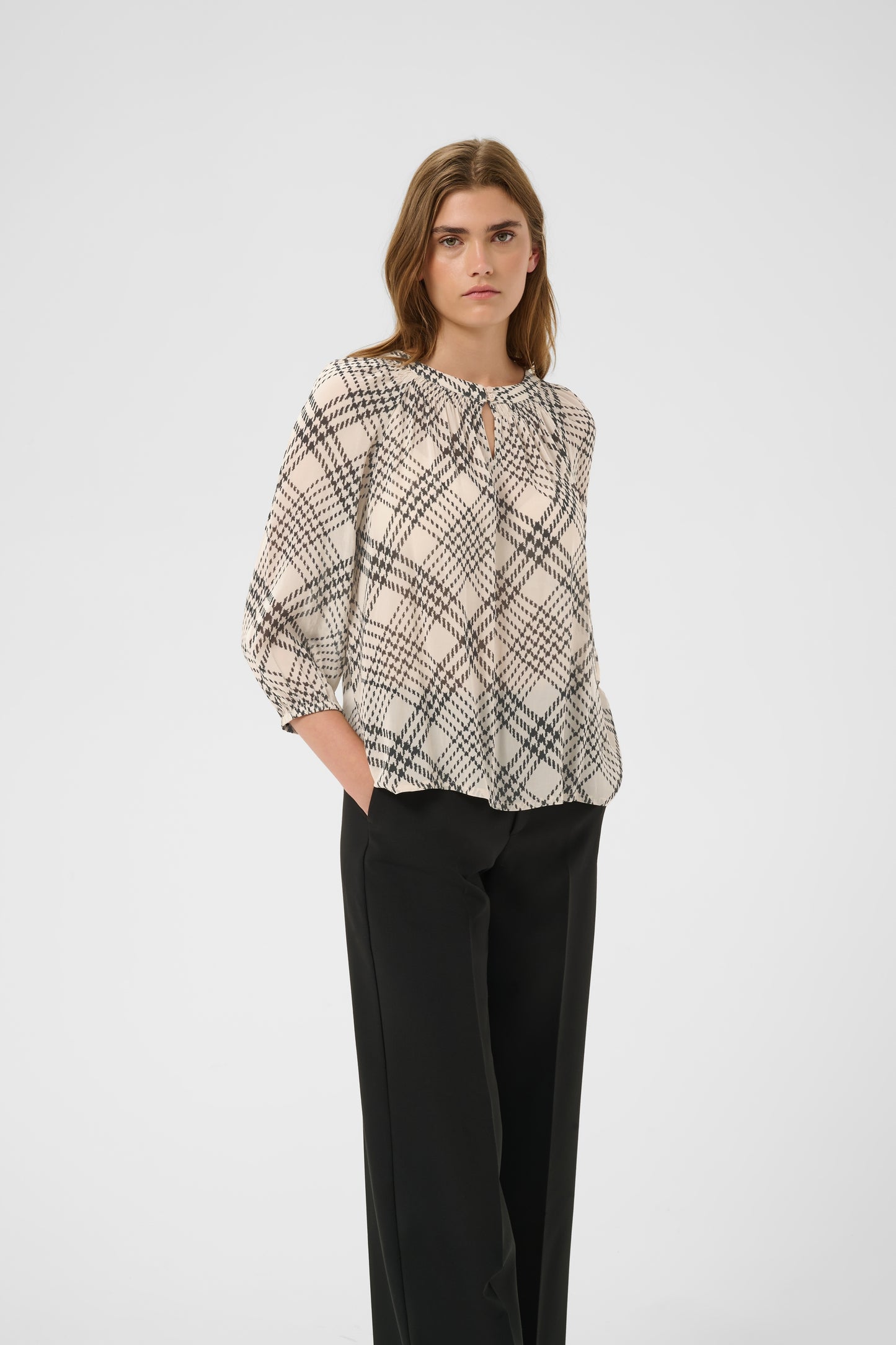 Part Two Catin Blouse Black Check