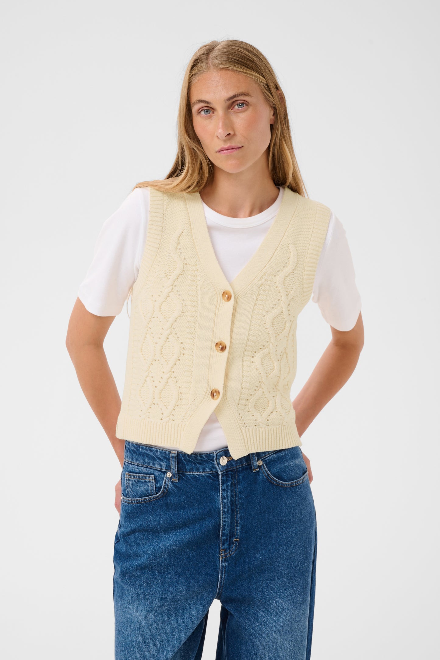 Part Two Christin Waistcoat Whitecap Gray