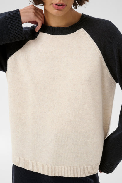Part Two Cleo Pullover Oatmeal / Navy Colorblock