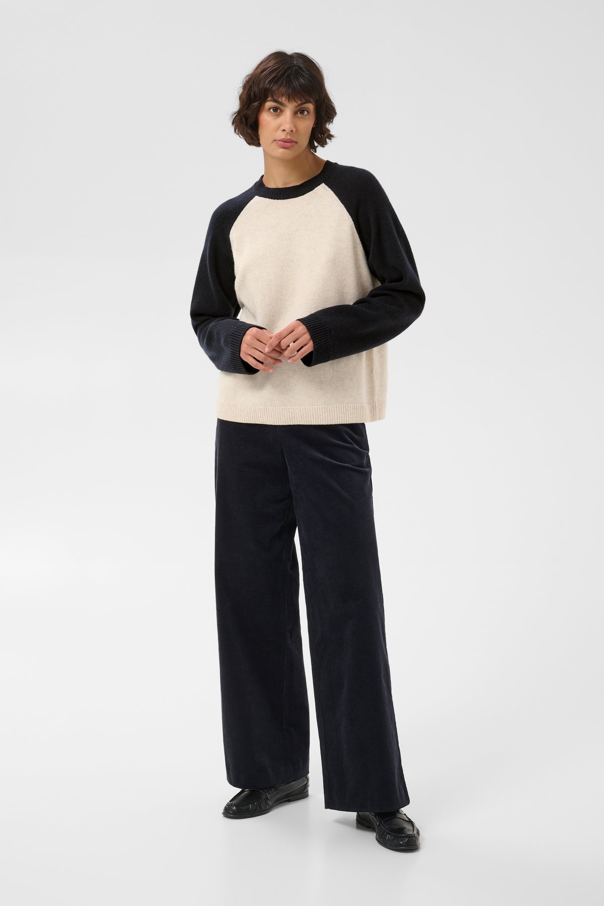 Part Two Cleo Pullover Oatmeal / Navy Colorblock
