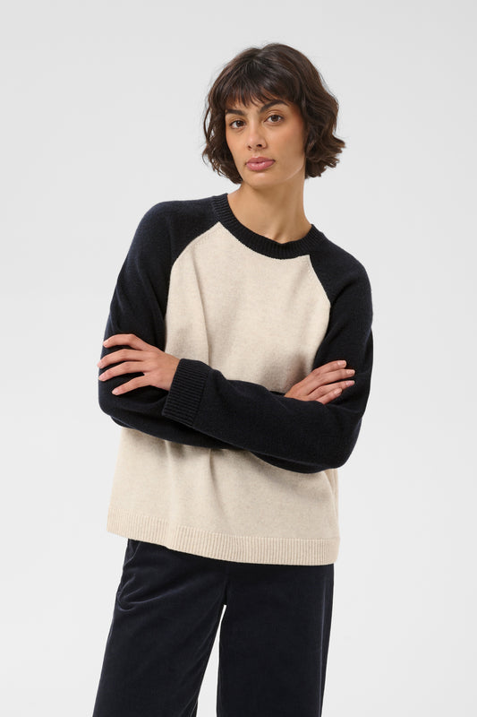 Part Two Cleo Pullover Oatmeal / Navy Colorblock