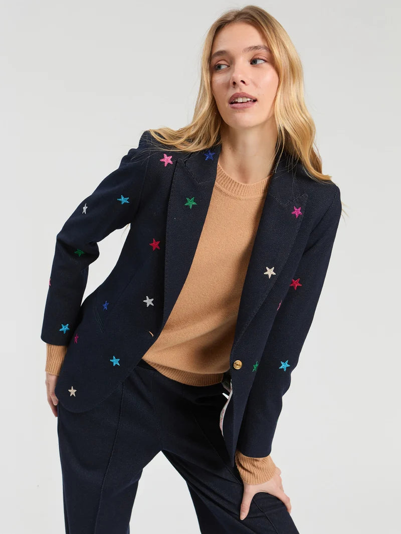 Vilagallo Navy Embroidered Blazer 33740