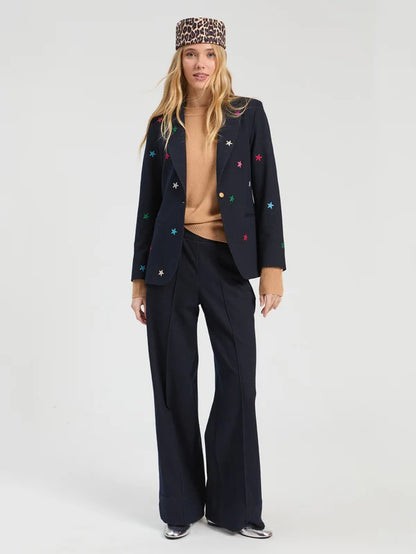 Vilagallo Navy Embroidered Blazer 33740