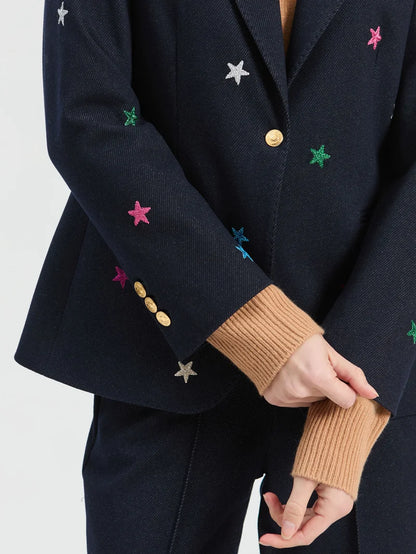 Vilagallo Navy Embroidered Blazer 33740