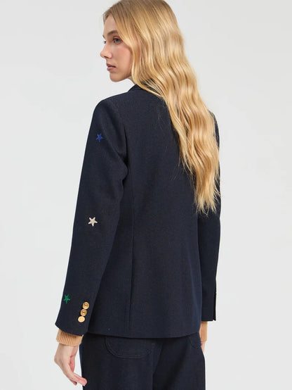 Vilagallo Navy Embroidered Blazer 33740