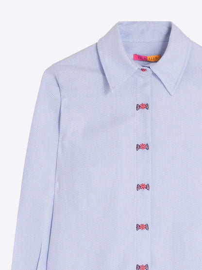 Vilagallo Herringbone Blue Shirt 33836