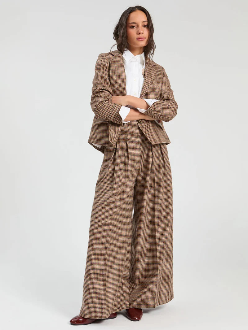 Vilagallo Burgundy Houndstooth Jacket 33903