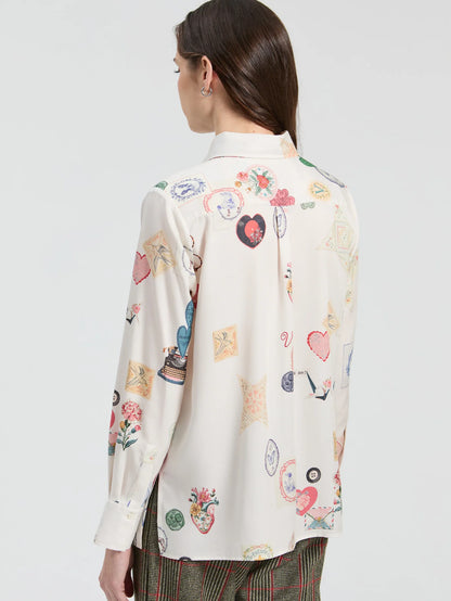Vilagallo Multicolor Love Print Shirt 33920